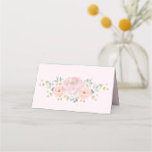 Zacht Roze Waterverf Bloemen Groen Bruiloft Plaatskaartje (Achterkant)