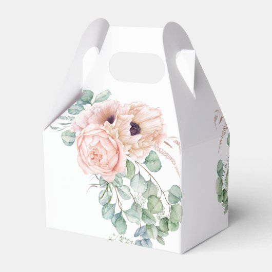 Zacht Roze Waterverf Bloemen Meisje Baby shower Bedankdoosjes (Achterkant)