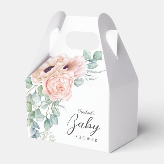 Zacht Roze Waterverf Bloemen Meisje Baby shower Bedankdoosjes (Voorkant Zijde)