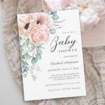 Zacht Roze Waterverf Bloemen Meisje Baby shower