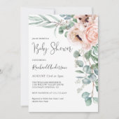 Zacht Roze Waterverf Bloemen Meisje Baby shower Kaart (Voorkant)