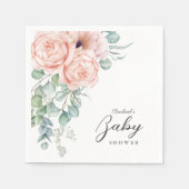 Zacht Roze Waterverf Bloemen Meisje Baby shower Servet (Voorkant)