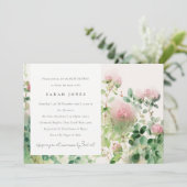 Zacht Roze Waterverf Bloementuin Baby shower Kaart (Staand voorkant)