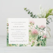 Zacht Roze Waterverf Bloementuin Vrijgezellenfeest Kaart (Staand voorkant)