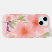 Zacht Roze waterverf bloemmotief Illustratie Case-Mate iPhone Case (Achterkant (horizontaal))