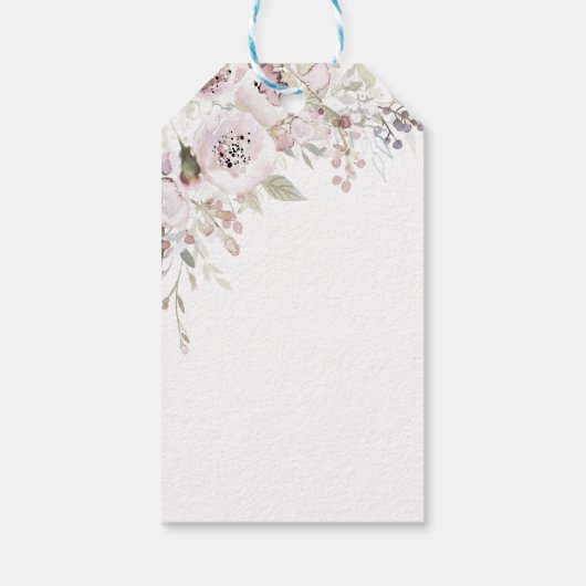 Zacht roze Waterverf Elegant Floral Wedding Bridal Cadeaulabel (Achterkant)