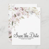 Zacht Roze Waterverf Elegante Bloemen Save the Dat Aankondigingskaart (Voorkant / Achterkant)