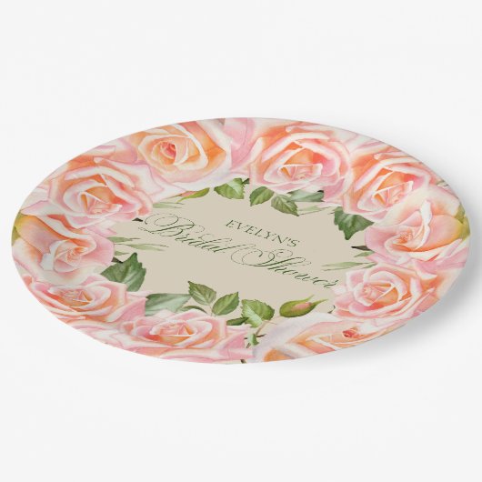 Zacht roze Waterverf Roos Vrijgezellenfeest Papieren Bordje (Gekanteld)