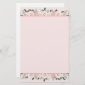 Zacht roze Waterverf Rozen Florentijnse grens Briefpapier (Voorkant / Achterkant)