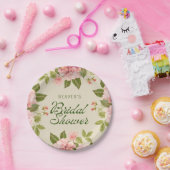 Zacht roze Waterverf Rozen Vrijgezellenfeest papie Papieren Bordje (Feest)