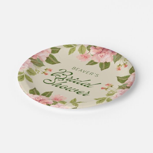 Zacht roze Waterverf Rozen Vrijgezellenfeest papie Papieren Bordje (Gekanteld)