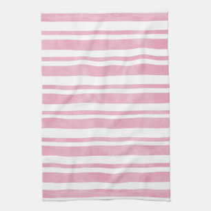 Zacht roze Waterverf Stripes Theedoek
