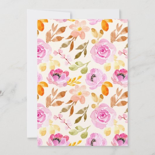 Zacht Roze Waterverf Tuin Bloemen Vrijgezellenfees Kaart (Achterkant)