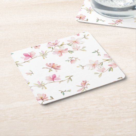 Zacht roze Waterverf ventilatorpatroon Kartonnen Onderzetters (Schuin)