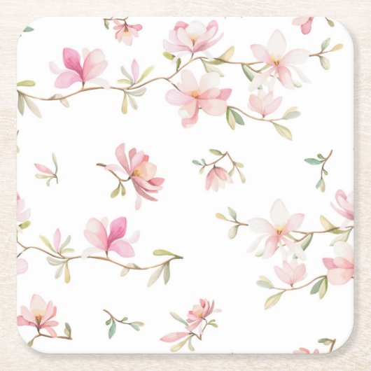 Zacht roze Waterverf ventilatorpatroon Kartonnen Onderzetters (Voorkant)