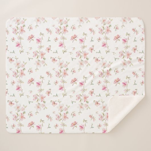 Zacht roze Waterverf ventilatorpatroon Sherpa Deken (Voorkant (horizontaal))