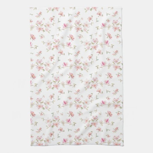 Zacht roze Waterverf ventilatorpatroon Theedoek (Verticaal)