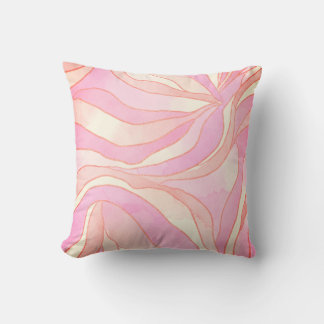 Zacht roze Waterverf Wavy Abstract Kussen