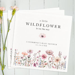 Zacht roze Wildflower Baby shower servetten - Boho