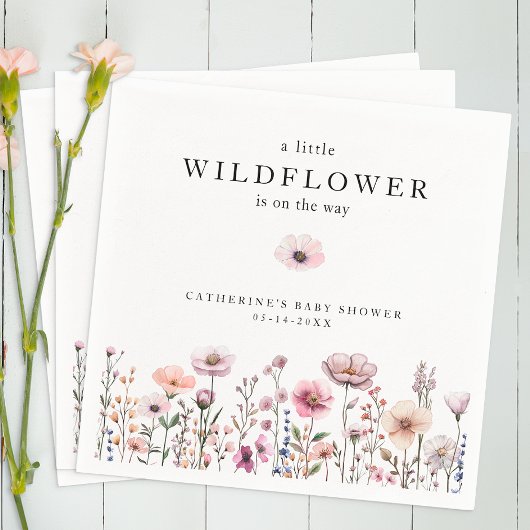 Zacht roze Wildflower Baby shower servetten - Boho