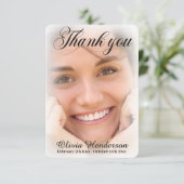 Zacht roze wit foto Memorial Bedankkaart (Staand voorkant)