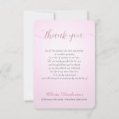 Zacht roze wit foto Memorial Bedankkaart (Achterkant)