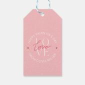 Zacht Roze Wit Gelukkig Valentijnsdag Liefde Cadeaulabel (Achterkant)