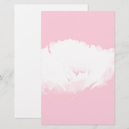 Zacht Roze Witte Pioenbloem Stationery Briefpapier (Voorkant / Achterkant)