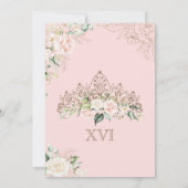 Zacht roze witte rozen Elegant Sweet 16 Birthday Kaart (Achterkant)