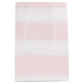 Zacht roze witte strepen Waterverf Baby shower Medium Cadeauzakje (Voorkant)