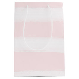 Zacht roze witte strepen Waterverf Baby shower Medium Cadeauzakje