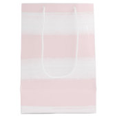 Zacht roze witte strepen Waterverf Baby shower Medium Cadeauzakje (Achterkant)