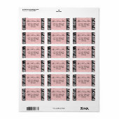Zacht Roze Zebra Adresetiketten Etiket (Full Sheet)