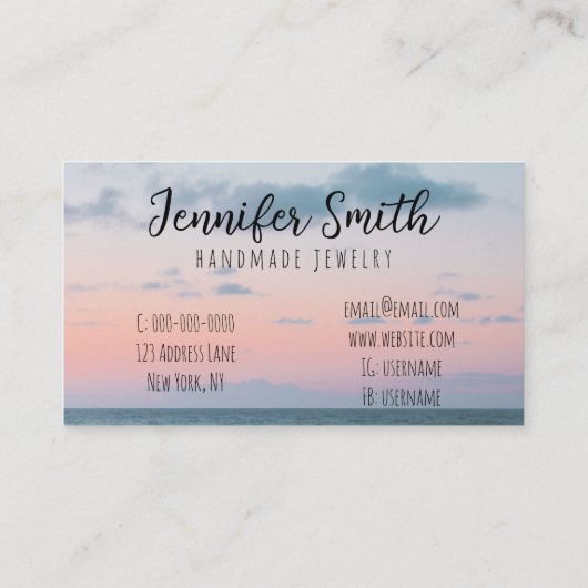 Zacht roze zedenlandschap Nautisch Visitekaartje (Achterkant)