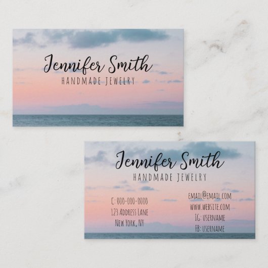 Zacht roze zedenlandschap Nautisch Visitekaartje (Voorkant / Achterkant)