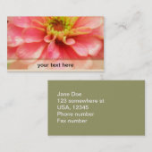 Zacht Roze Zinnia Flower Visitekaartje (Voorkant / Achterkant)