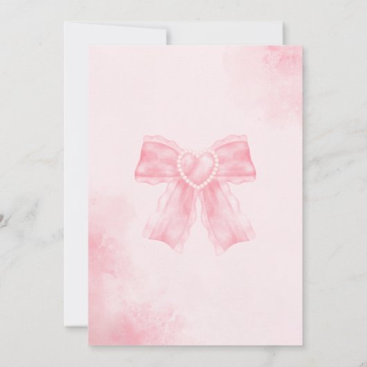 Zacht roze zoet lint strik girly foto verjaardag kaart (Achterkant)