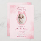 Zacht roze zoet lint strik girly foto verjaardag kaart (Voorkant / Achterkant)