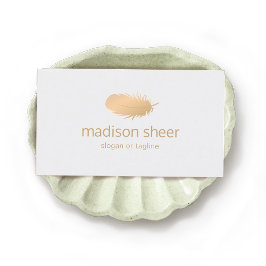 Zacht Rozen gouden veer Logo Visitekaartje