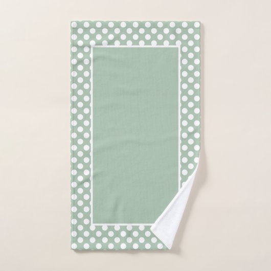 Zacht Sage Green Polka Dot White Bad Handdoek (Handdoek)