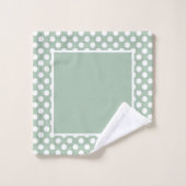 Zacht Sage Green Polka Dot White Bad Handdoek (Wasdoekje)
