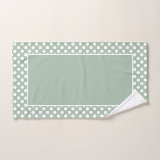 Zacht Sage Green Polka Dot White Bad Handdoek (Handdoek)