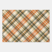 Zacht Sinaasappel, Groen & Crème Plaid Inpakpapier Vel (Voorkant)