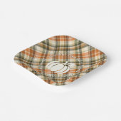 Zacht Sinaasappel, Groen & Crème Plaid met Pompoen Papieren Bordje (Gebogen)