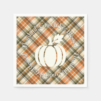 Zacht Sinaasappel, Groen & Crème Plaid met Pompoen Servet