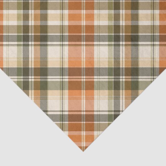 Zacht Sinaasappel, Groen & Crème Plaid Tissuepapier (Detail)