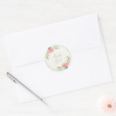 Zacht Sinaasappel Roze Bloemen Waterverf Dank u Ronde Sticker (Envelop)