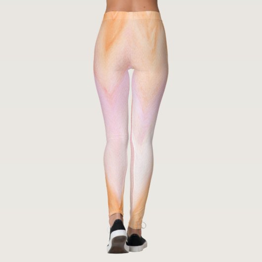 Zacht Sinaasappel Roze Waterverf Chevron Leggings (Achterkant)