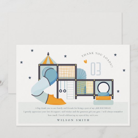 Zacht Speelcentrum Indoor Jungle Gym Kinderverjaar Bedankkaart (Voorkant / Achterkant)