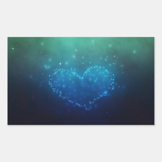 Zacht sterren in de vorm van een hart rechthoekige sticker (Voorkant)